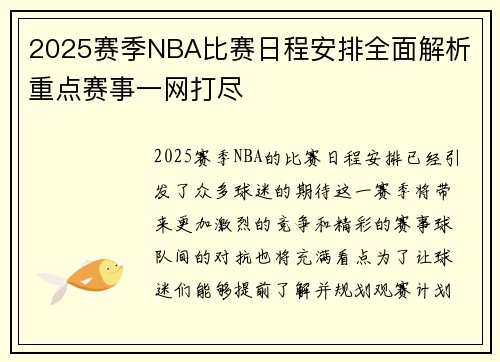 2025赛季NBA比赛日程安排全面解析 重点赛事一网打尽